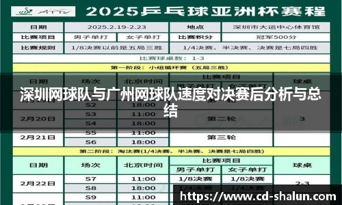 深圳网球队与广州网球队速度对决赛后分析与总结